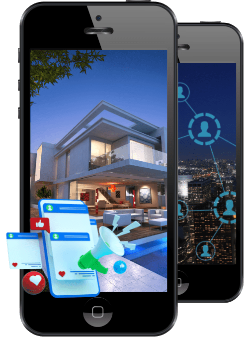 smartphone con una casa en la pantalla